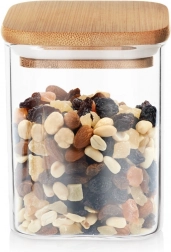 Steklena posoda za razsute živila z bambusovim pokrovom in tesnilom 850 ml