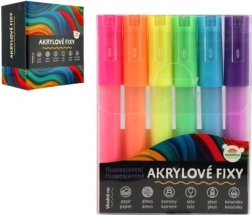 Akrilni fluorescenčni flomastri 6 kosov za papir, steklo, keramiko in kamen