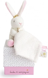 Doudou darilni set – plišasti zajček z ninico 10 cm rožnat