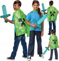 Minecraft kostum z diamantnim mečem in creeper plaščem za otroke