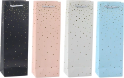 Papirnata darilna vrečka za steklenico z zlatimi pikami 35 x 12 x 9 cm