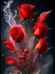 Diamantno slikanje cvetovi vrtnice v dimu 30 × 40 cm