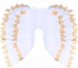 Angelska krila s perjem belo‑zlata