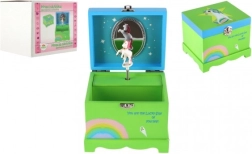 Glasbena lesena škatlica za nakit z enorogom, zelena