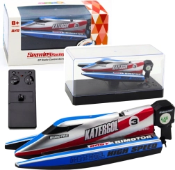 Daljinsko vodeni motoriziran čoln modro-srebrn 14 cm