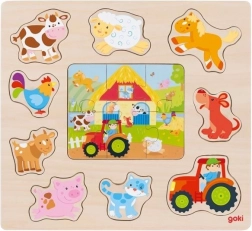 Goki lesena vstavljanka in puzzle Živali s kmetije