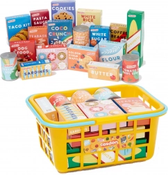 Rumena nakupovalna košarica CASDON s živili za otroke 3+