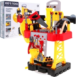 Otroški komplet orodja 3v1 – kovček, delovna mizica in kostum vodje gradbišča, 85 kosov