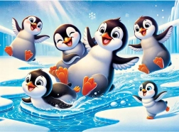 Lesene sestavljanke Veseli pingvini WOODEN CITY, 40 koščkov