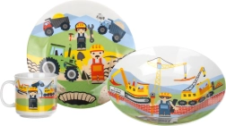 Otroški jedilni set The Builders, 3-delni keramični