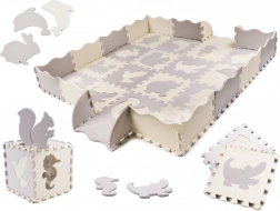 Pena izobraževalna sestavljanka podloga, siva in ecru, 36 kosov, 150 × 150 cm