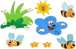 Lesena dekoracija travnik in čebelice DoDo