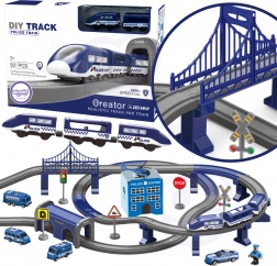 Električna policijska vlakovna proga z avtomobili, 92 delov, 300 cm