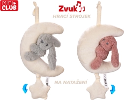 Plišasta lunica z zajčkom z navijalnim glasbenim mehanizmom 35 cm