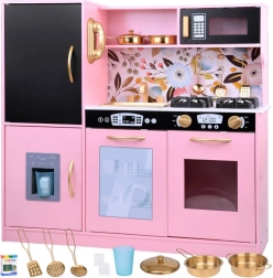 Lesena retro kuhinja za otroke z hladilnikom in pečico