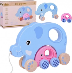 Leseni vlečni slon 2v1 – družinica za prve korake