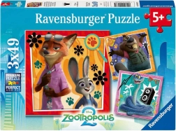 Sestavljanka RAVENSBURGER Zootropolis: Mesto živali 3×49 kosov