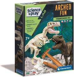 Clementoni Science & Play Archeo Fun: tyrannosaurus rex – arheološki komplet s svetlečo okostnjako