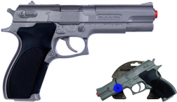 Policijska pištola srebrna mat kovinska 8 strelov