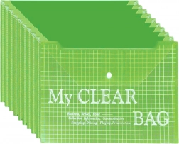 Prozorna mapica A4 z gumbom, zelena (20 kos)