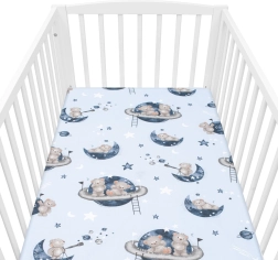Bombažno rjuho za otroško posteljico NEW BABY Teddy Bear in Space 120 × 60 cm