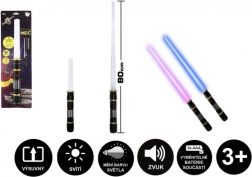 Zložljiv svetlobni meč z osvetlitvijo in zvoki, 80 cm