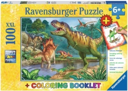 Sestavljanka prazgodovinski svet dinozavrov XXL 100 kosov + pobarvanke RAVENSBURGER