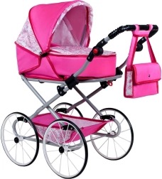 Otroški retro voziček za punčke 2v1 New Baby Natálka roza