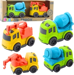 Gradbeni set avtomobilčkov iz bioplastike – mešalnik in vlečno vozilo s kavljem