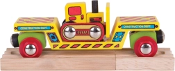 Bigjigs Rail vagon z buldožerjem in 2 tirnicama