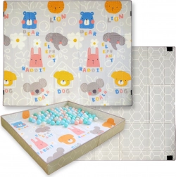 Dvostranska zložljiva penasta igralna podloga 2v1 HUMBI 200 × 180 cm z robovi na ježka