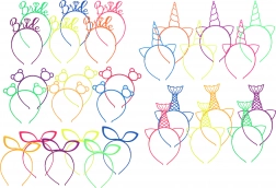 Pustni naglavni trak z okrasjem – mešanica barv