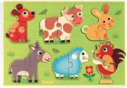 Lesena sestavljanka Na dvorišču od Djeco