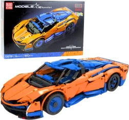 Komplet za sestavljanje daljinsko vodenega športnega avtomobila, 1883 delov – modro‑oranžen