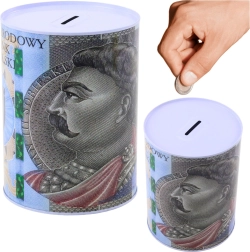 Kovinska hranilnica z motivom bankovca 500 PLN 16 × 12 cm