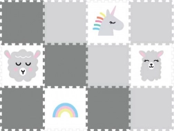 Pene puzzle podloga za otroško sobo Sivi samorog, 12 delov