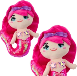 Plišasta morska deklica z luskami iz bleščic v živo roza 28 cm