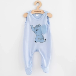Dojenjske bombažne hlačke z naramnicami New Baby Happy Elephant modre 68 (4–6 m)