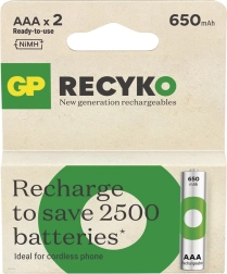 Polnilne baterije AAA Ni-MH 650 mAh - GP ReCyko