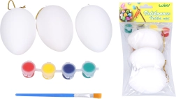 Jajčka za barvanje 5 × 8 cm, set 3 kos z barvami in čopičem