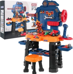 Otroška delovna delavnica 3+ z interaktivnim akumulatorskim vrtalnikom, stolčkom in 181 deli