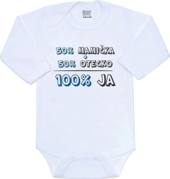 New Baby bodi za dojenčka 50% mamica + 50% očka - 100% jaz moder