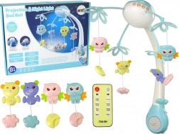 Vrtiljak za posteljico s projekcijsko svetlobo in daljinskim upravljanjem Modra