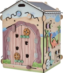 BusyKids aktivna hišica DINO – lesena montessori aktivnostna tabla z osvetlitvijo