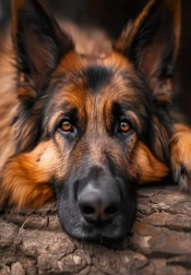 Diamantno slikanje počivajoči nemški ovčar 30 × 40 cm