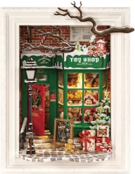 Rolife 3D lesene puzzle Božičkova trgovina z LED osvetlitvijo