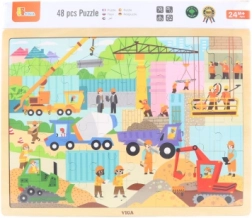 Lesene puzzle 48 kosov – gradbeni stroji