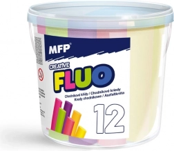 Neonske talne krede za pločnik, okrogle, 12 kos, mešane barve, vedro