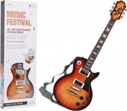 Otroška električna kitara s slušalkami in mikrofonom – Rjava