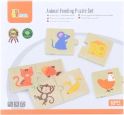 VIGA lesene sestavljanke Nahrani živalco – kaj jedo živali, 24 kosov